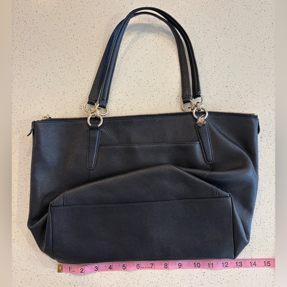 Coach Black Leather Double-Handle Tote - Picture 3 of 16